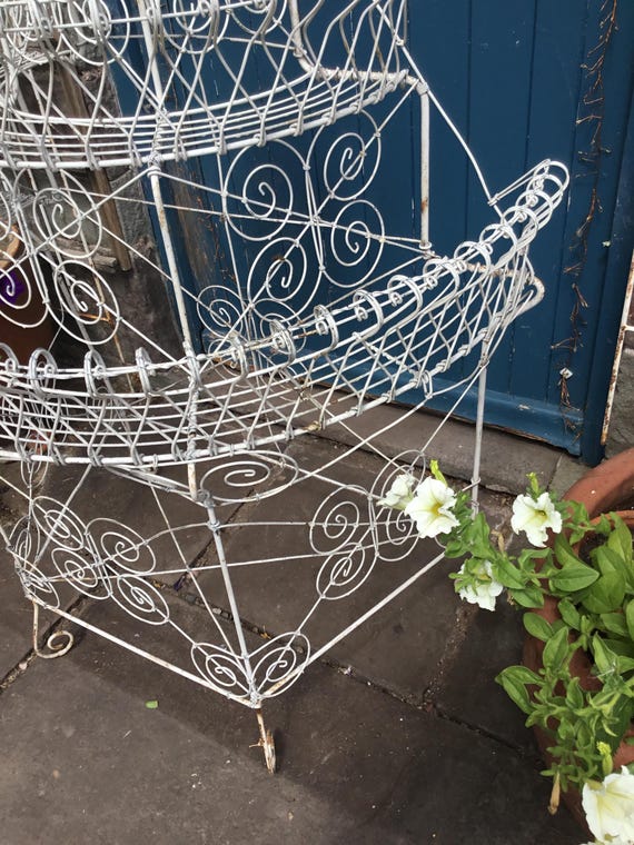 Antique Demi- Lune Wirework Plant Stand - 3 Tier - Early 20th