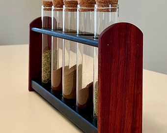 Test Tube Rack (African Padauk Wood) and Test Tubes