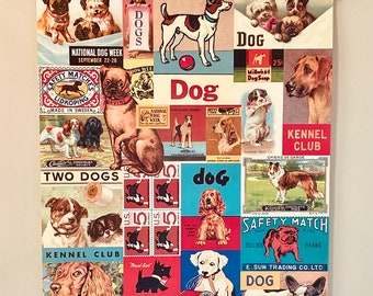 Cavallini & Co Póster de papel decorativo de perros con bastidor de madera artesanal