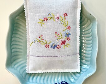 Lavender Sachets Hand Sewn with Vintage Embroidered Linens