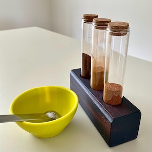 Test Tube Racks with Three Glass Tubes and Corks