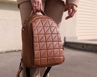 Stylish Leather Backpack for women.  Small leather backpack, laptop backpack, womens backpack