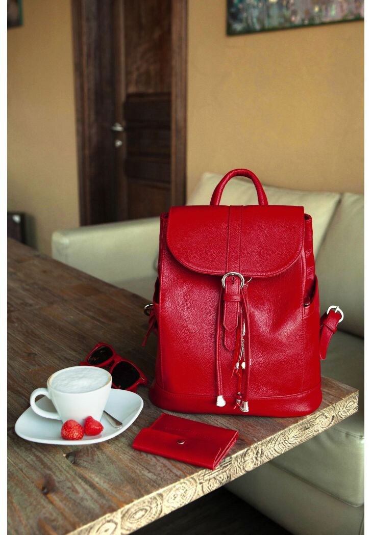 Boho backpack Red leather Leather backpack Travel backpack Etsy