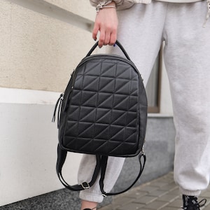 Black Leather Backpack, College bag, Leather backpack,  women backpack, Convertible Backpack, black backpack, mens backpack, mini backpack