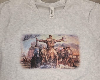 Koszulka z muralem Johna Browna z historią Kansas | Malarstwo historyczne | Gadżety z okazji Dnia Kansas