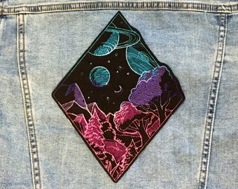 Earth To Space Diamond Iron On Patch | Large 9.5in Or Small 4in