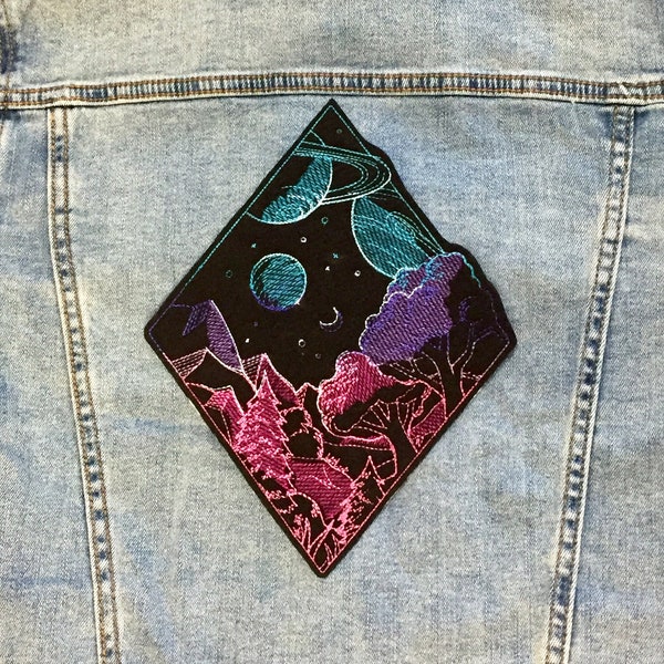 Earth To Space Diamond Iron On Patch | Large 9.5in Or Small 4in