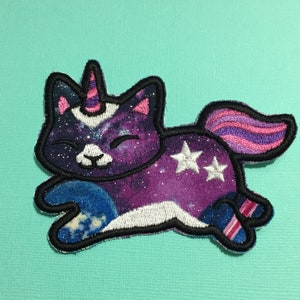 Caticorn Galaxy Appliqué Iron On Patch | 4 in Unicorn Space Cat Patch