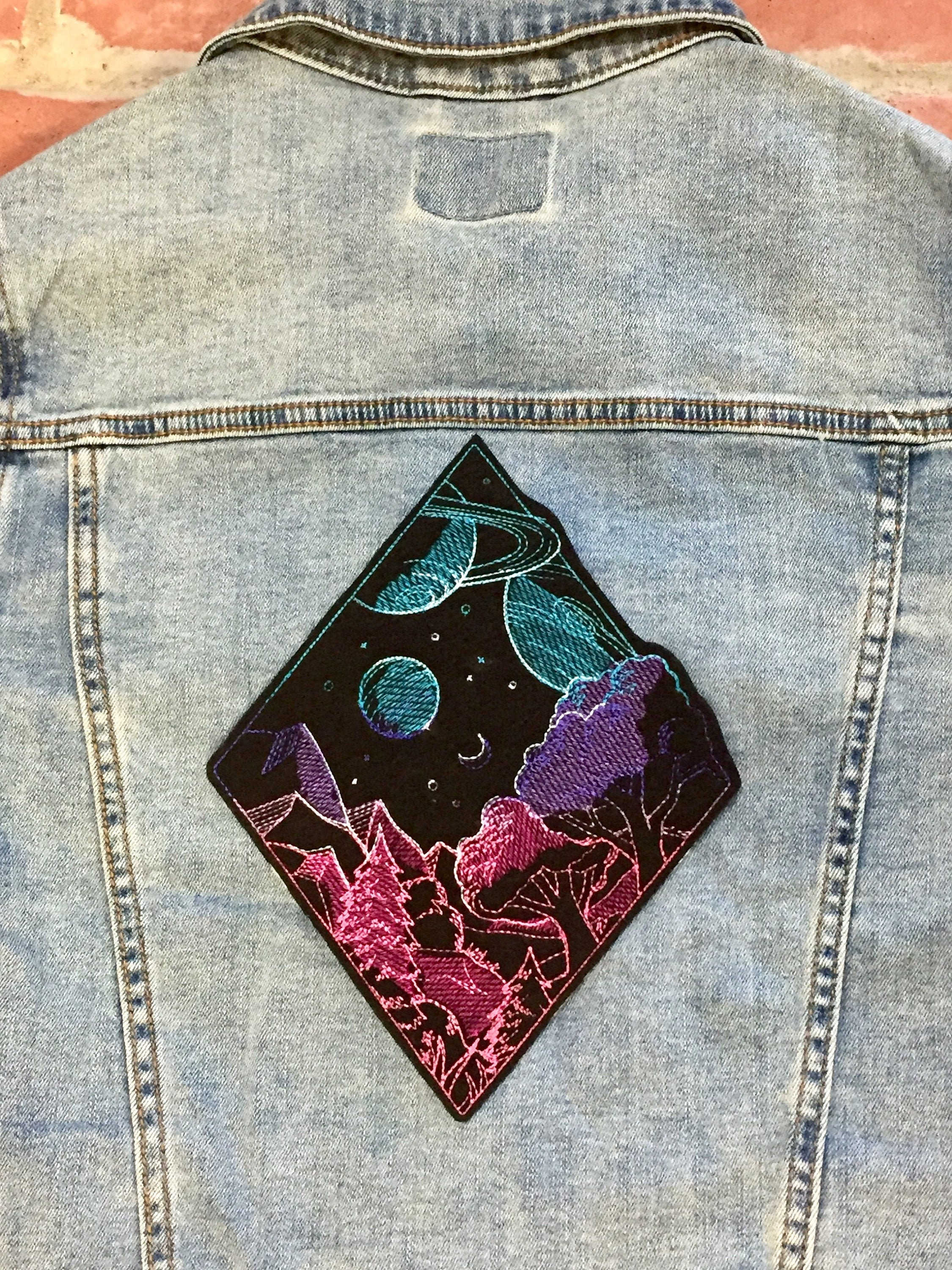 Earth To Space Embroidered Jacket Patch | Large Mountains to Planets …