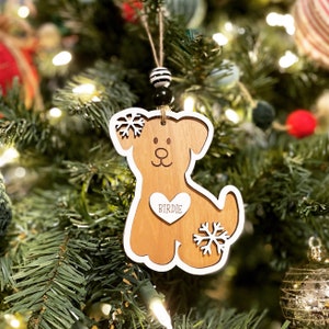 Personalized Dog Christmas Ornament, Christmas Dog, Ornament, Wood Ornament, White Ornament, Neutral Ornament, Personalized Ornament