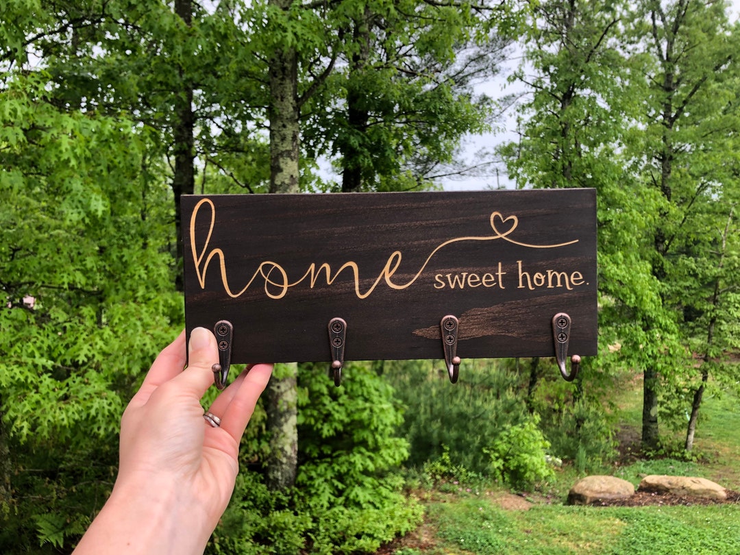 Home Sweet Home Key Holder, Key Hooks, Key Organization, Key Sign