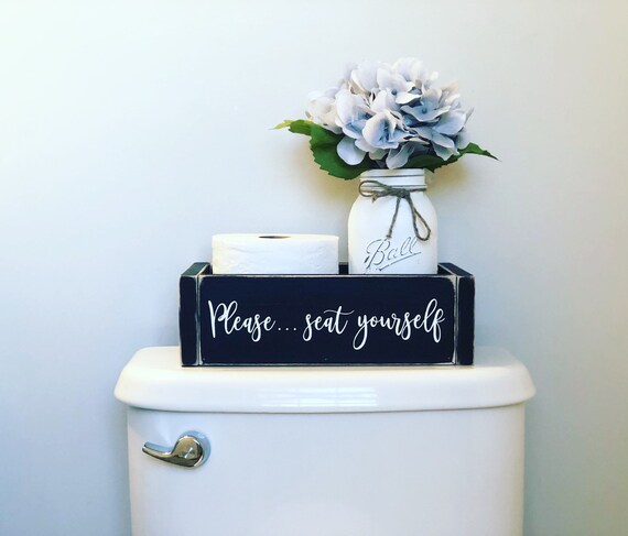 Bathroom Basket Bathroom Decor Please Seat Yourself Etsy