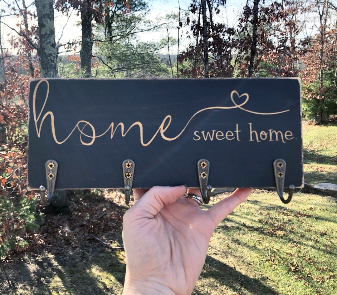 Home Sweet Home Key Holder, Key Hooks, Key Organization, Key Sign