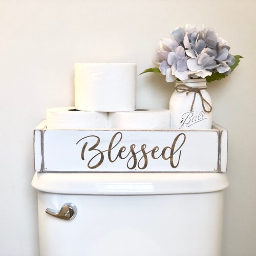 Wood Toilet Paper Holder Box / Blessed /bathroom Box / Toilet Etsy