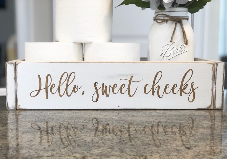 Hello Sweet Cheeks / Wood Toilet Paper Holder / Bathroom Etsy