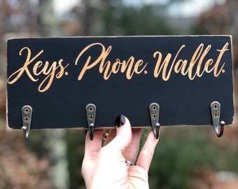 Key Holder, Keys. Phone. Wallet. Key Holder, Key Hooks, Key Organization, Key Sign, Hooks