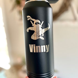 Personalized Ninja Water Bottle, Engraved Water Bottle, Karate, Ninja, metal water bottle