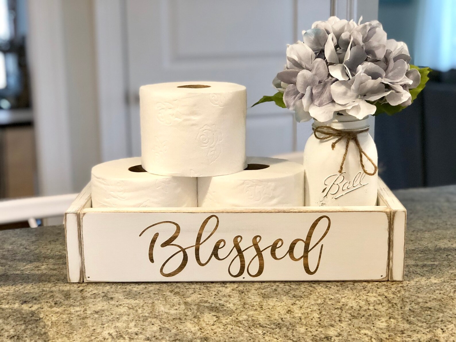 Wood Toilet Paper Holder Box / Blessed /Bathroom Box / Toilet Etsy