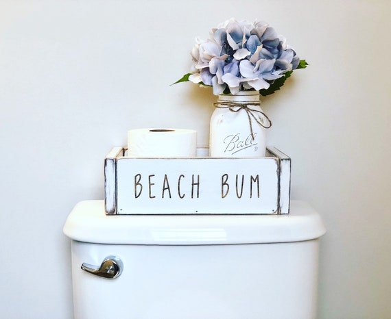 GoGift Beach Bathroom Decor Box Hello Sweet Cheeks Bathroom Box 2 Sided Funny Wooden Toilet Paper Holder