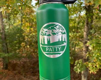 Personalized Mountain Water Bottle, Engraved Water Bottle, Nature Lover Gift
