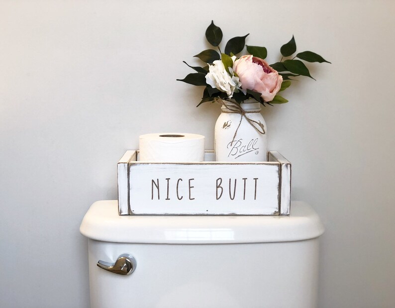 Toilet Top Storage Box / Nice Butt / White Bathroom Storage Etsy