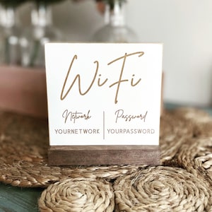 WiFi Network & Password Sign, WiFi Tiny Sign, WiFi Shelf Sitter, Guest Room Decor, Guest Sign