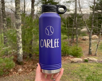 Personalized Softball Water Bottle, Engraved Water Bottle