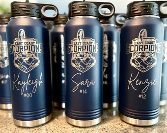 Team Personalized Logo Water Bottles, Softball Water Bottles, Personalized Water Bottles, Set of 12