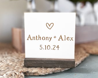 Mini 4” Custom Anniversary Sign, 5th Anniversary Gift, Wood Anniversary, Mini Signs, Tiny Sign, Shelf Sign, Tray Sign