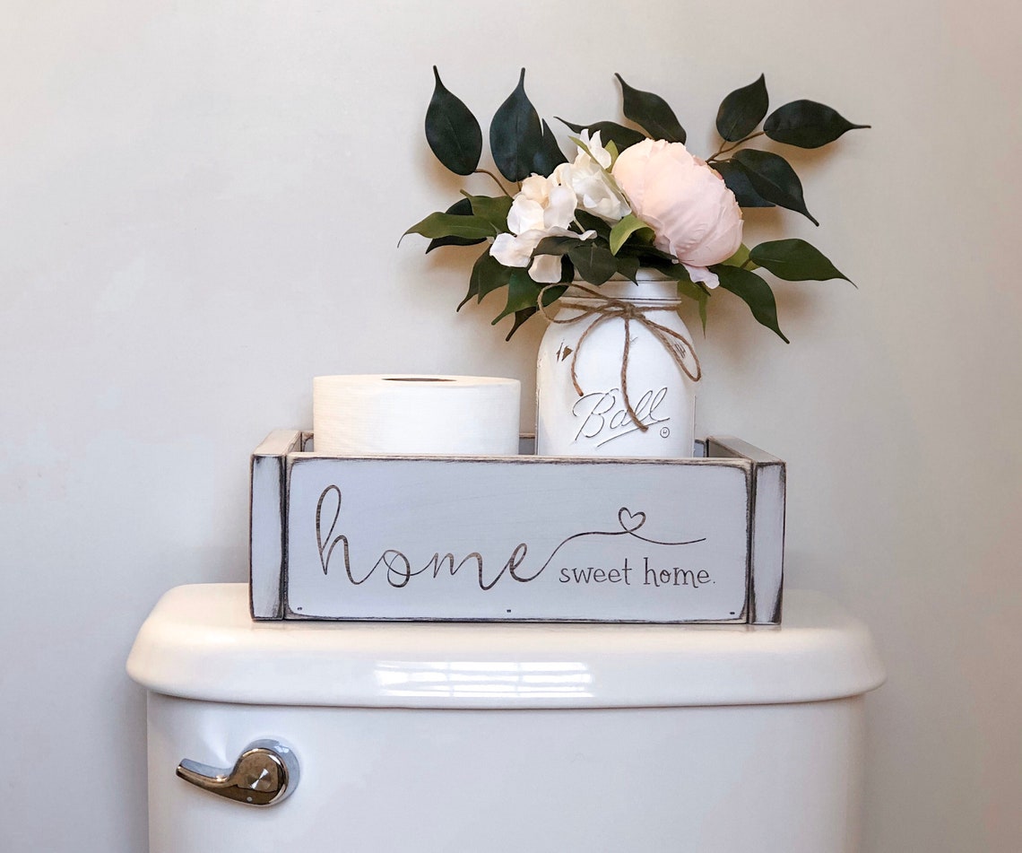 Bathroom Decor Bathroom Organizer Storage Box Home Sweet - Etsy