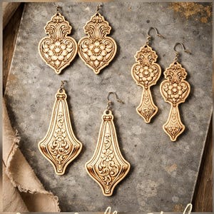 Ornate Laser Cut Earring SVG Bundle, Vintage Floral Scroll Laser File (Digital Download)