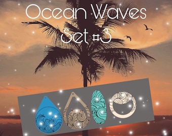 SVG Boho Ocean Waves Earrings Laser Glowforge File