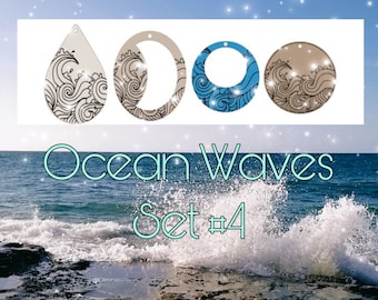 SVG Boho Ocean Waves Earrings Laser Glowforge File