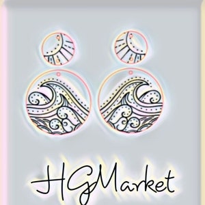 Ocean Wave Earring SVG File Laser 2 Styles