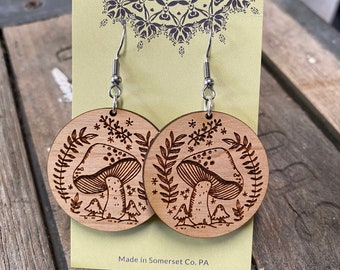 Mushroom Earring SVG File Laser Wood Leather Boho 2 sizes included