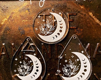 Crescent Moon Trio Earrings SVG Laser Glowforge File