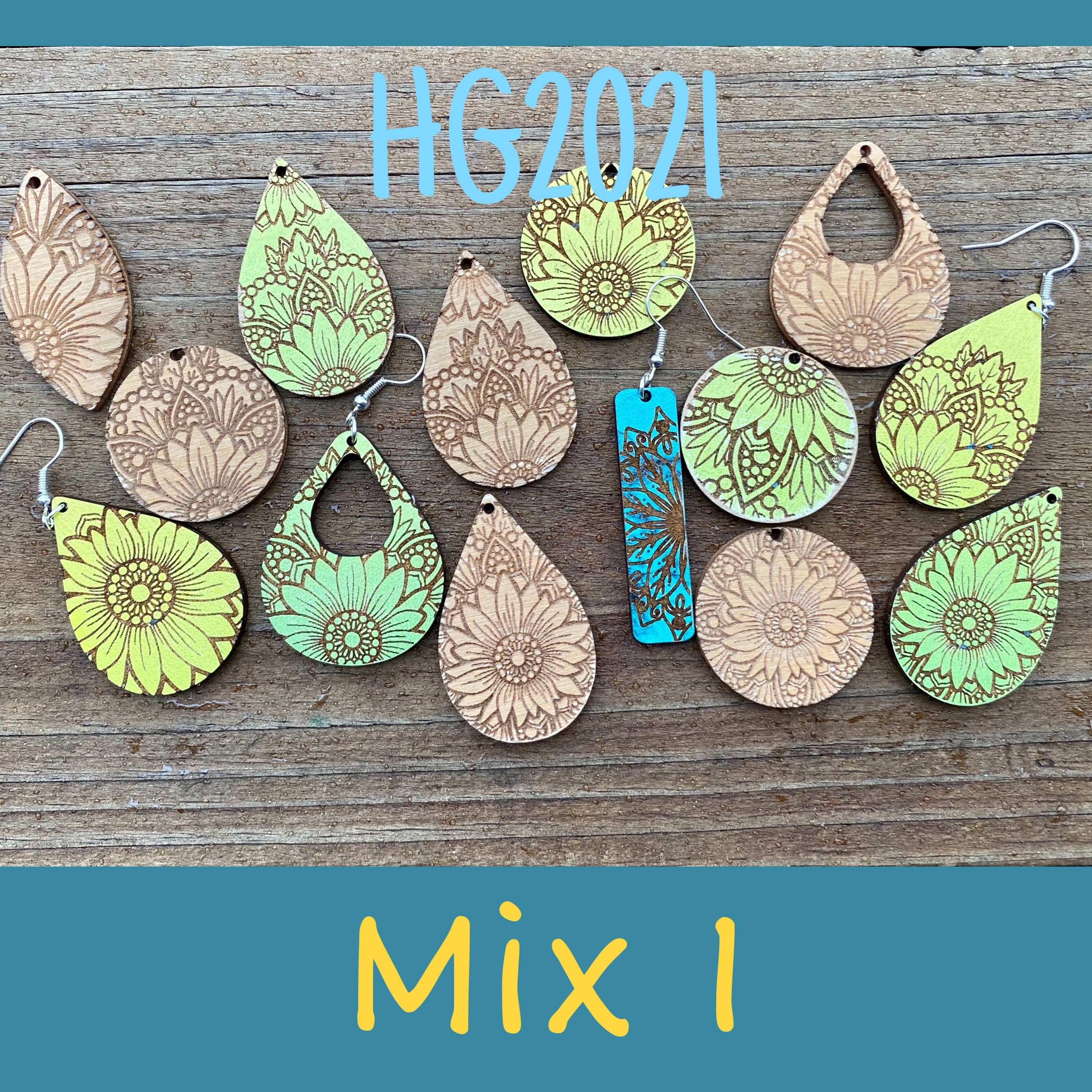Wood Earring SVG Boho Sunflower Laser Glowforge File
