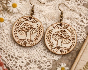 Mushroom Earring File SVG Laser Wood Leather Boho