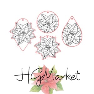 Poinsettia Earring SVG Laser File Bundle