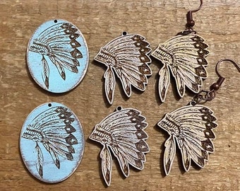 Headdress 2 Boho Earrings SVG Laser Glowforge File