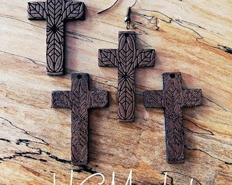 Cross Earring SVG File Laser