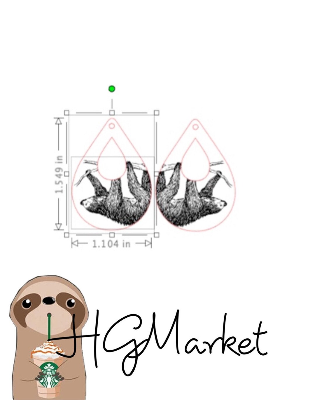 Sloth Earrings SVG Laser File - Etsy