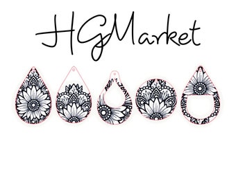 Boho Earring SVG Sunflower Laser Glowforge File
