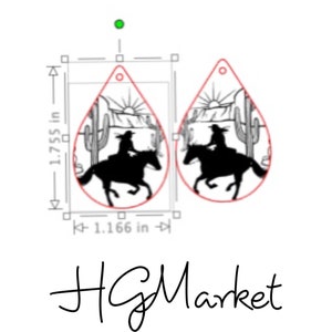 Desert Horse Rider Trail Earring Laser Glowforge File SVG