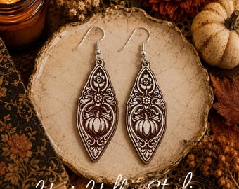 Pumpkin Earring SVG | Laser Cut File | Glowforge SVG | Fall Earrings | Scrollwork Wood Earring