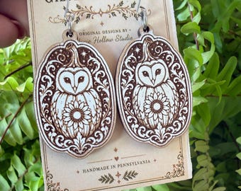 Barn Owl Pumpkin Earring SVG | Laser Cut Earring Files | Fall Earring SVG