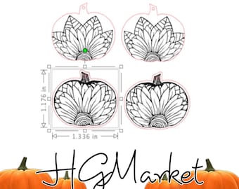 Sunflower Pumpkin Earring SVG Laser File Bundle Dangle