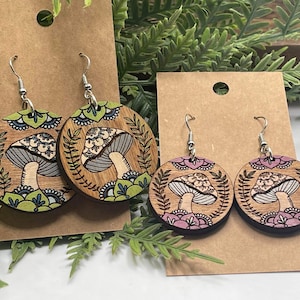 Mushroom Earring File SVG Laser Wood Leather Boho