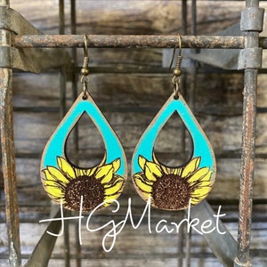 Sunflower Boho Earring SVG Laser Glowforge File