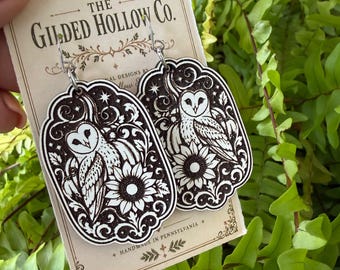 Barn Owl Pumpkin Earring SVG | Laser Cut Earring Files | Halloween Earring SVG